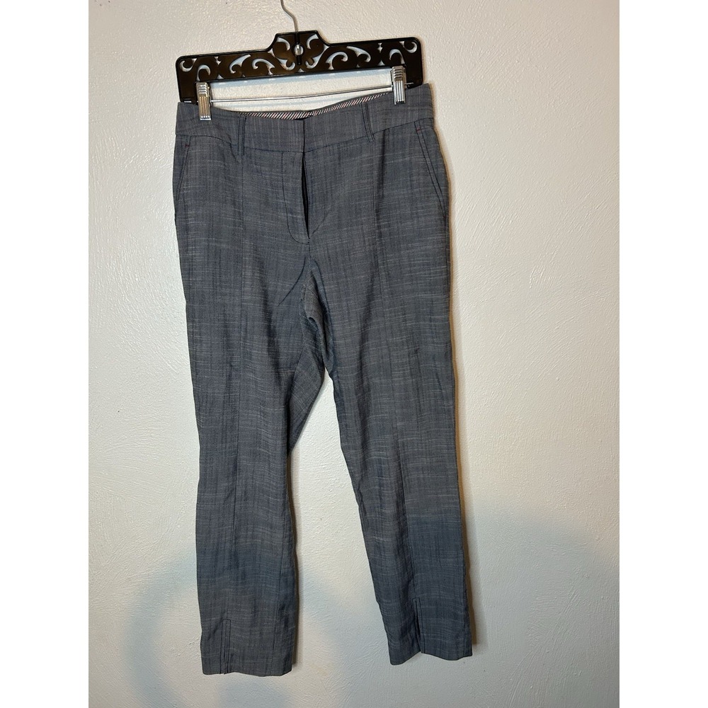 Tommy Hilfiger Women's 6 Gray Crosshatch Ankle Slit Dress Pants Career Slacks